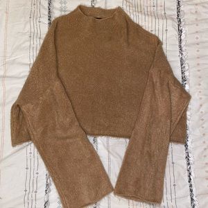 Tan cropped mock neck sweater women’s size medium